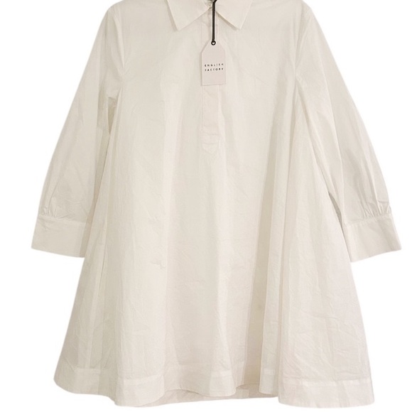 English Factory Anthropologie Shirt Dress A-Line White Size Small NEW With Tags - Picture 2 of 14